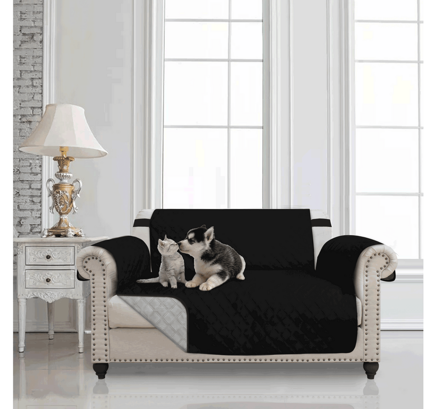 ELASTIC TIE Solid Quilted Furniture Cover