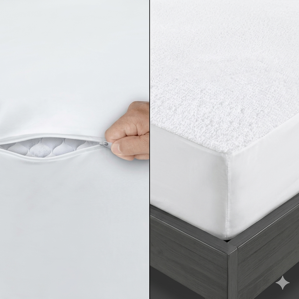 Terry Bamboo Waterproof Mattress Protector With Zipper
