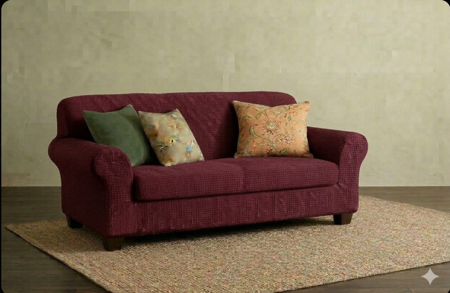 3pc Furniture Slip Cover Set (Burgundy)