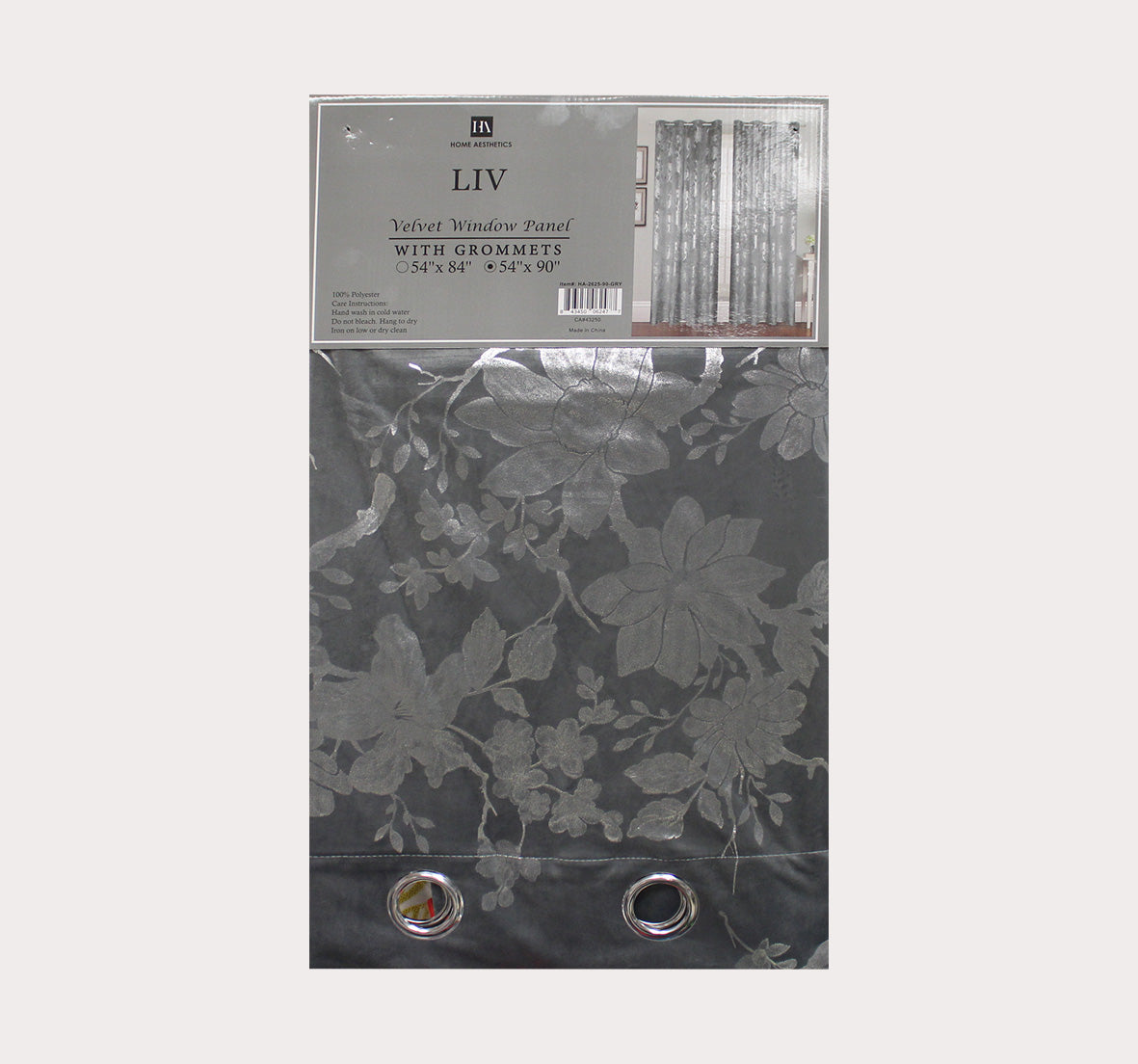 Liv Velvet Foil Printed Curtain 90