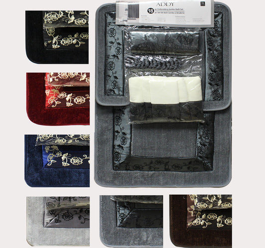 Addy 18pc Embroidery Jumbo Bath Mat