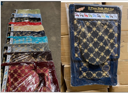 3pc Bath Mat Set – Embroidered