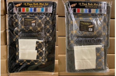 18pc Bath Mat Set – Embroidered