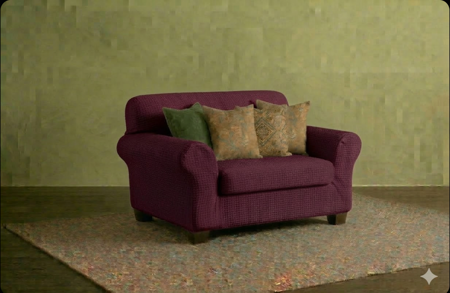 3pc Furniture Slip Cover Set (Burgundy)
